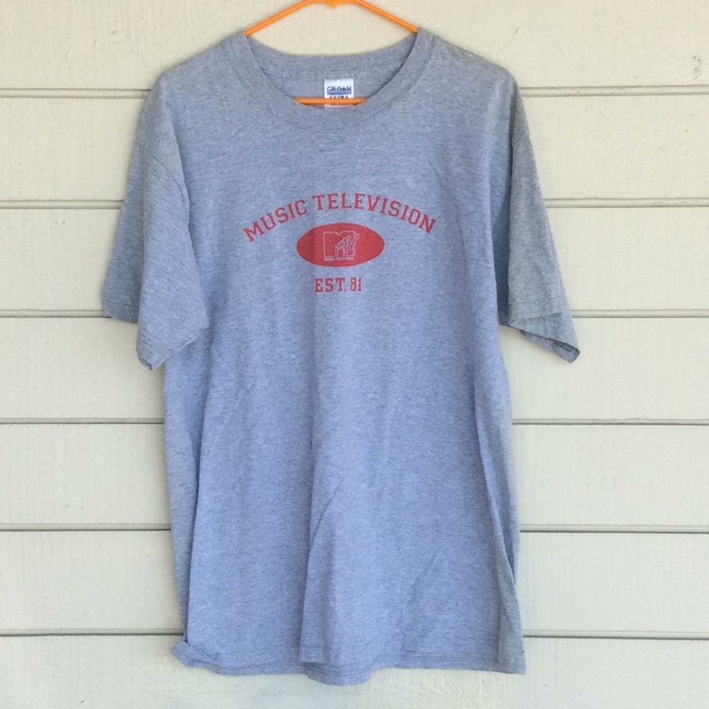 Men’s MTV Music Television 80’s T Shirt Gray Large
